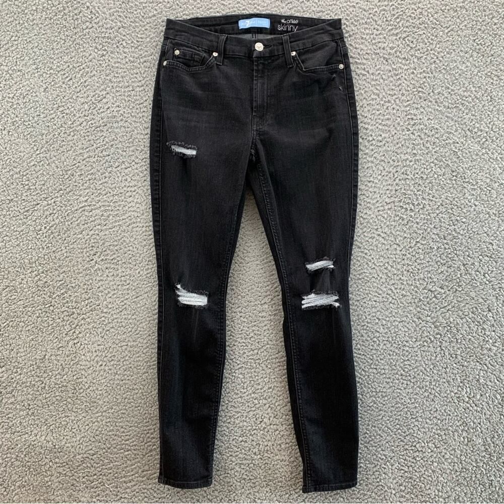 7 for All Mankind | Bair Denim Ankle Skinny in Black Women's   -  Size:   27